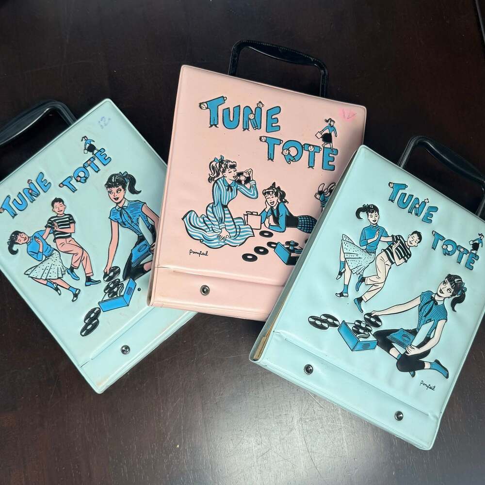Lot of 3 Vintage 1950s Ponytail Tune Tote 45 RPM Vinyl Record Carrying Cases
